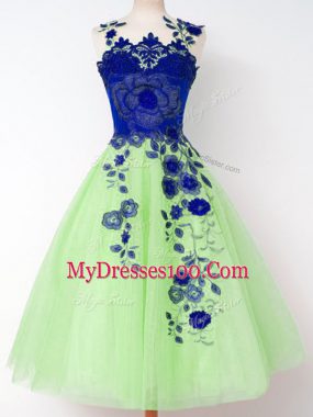 Dazzling Straps Lace Up Appliques Bridesmaid Dresses Sleeveless