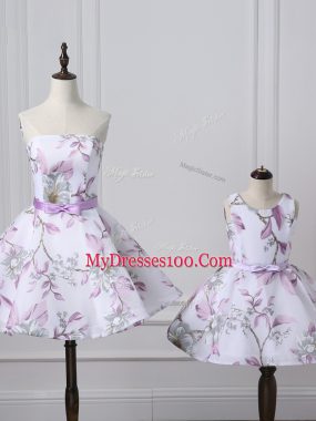 Printed Sleeveless Mini Length Cocktail Dresses and Belt