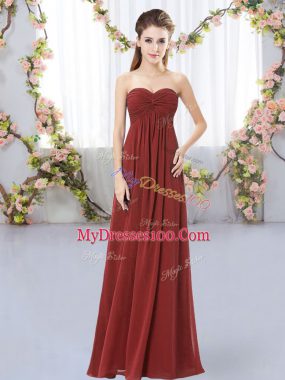 Vintage Rust Red Bridesmaid Dresses Wedding Party with Ruching Sweetheart Sleeveless Zipper