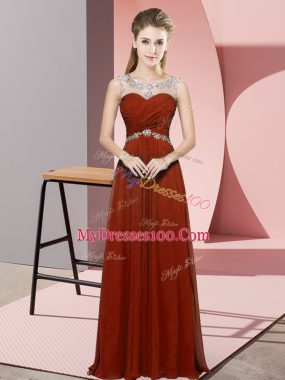 Sleeveless Backless Floor Length Beading Homecoming Dress