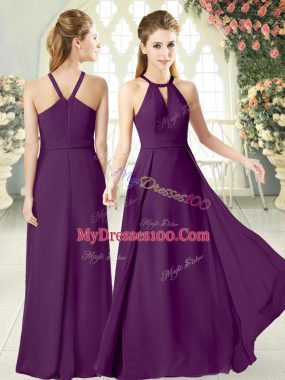 Adorable Halter Top Sleeveless Chiffon Prom Dresses Ruching Zipper