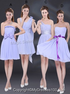 2016 Elegant Chiffon Lace Up Bridesmaid Dress in Lavender