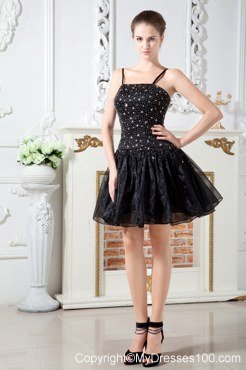 Black Straps Short Cocktail Dress Beading for 2013 Party