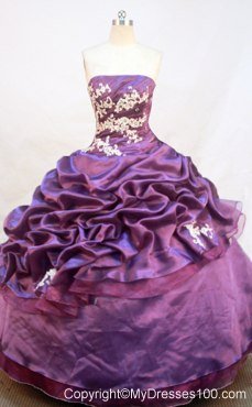 Appliques and Pick-ups Dcorate Quinceanera Gowns in Purple