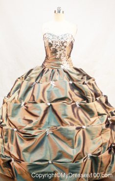 Beaded and Embroidered Dresses 16 with Pick-ups in Olive Green