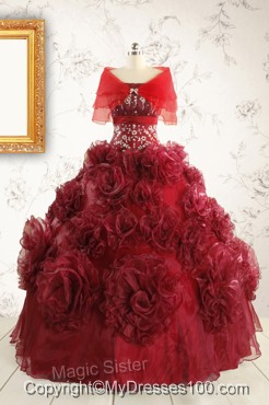 New Style Ball Gown Wine Red Quinceanera Dresses for 2016