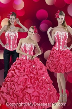 2016 Fashionable Pick Ups and Appliques Hot Pink Quinceanera Dresses