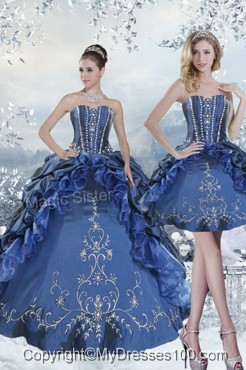 Custom Made Embroidery and Beading Blue Quince Dresses for 2016