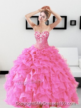 Classical Beading and Ruffles Sweetheart Quinceanera Dresses for 2016