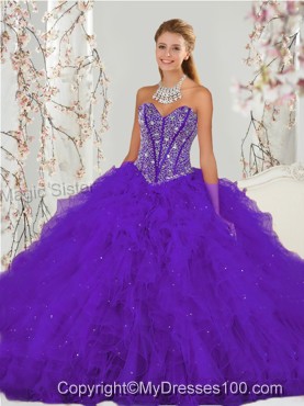 Exquisite Purple Sweet 16 Dresses with Beading and Ruffles