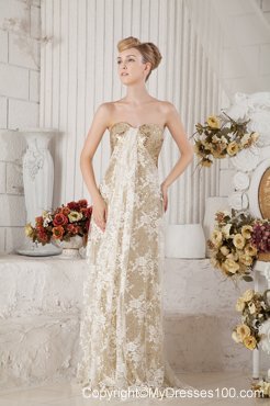 Best Selling Gold Sequin and Lace Champagne Covered Prom Dress