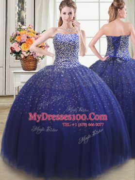 Custom Fit Sleeveless Lace Up Floor Length Beading Quinceanera Dresses