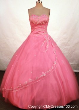 Watermelon Sweetheart Quinceanera Dresses with Beading and Appliques