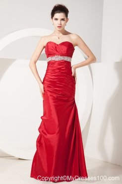 Sexy Sweetheart Ruche Mermaid Beaded Prom Party Dresses in Red