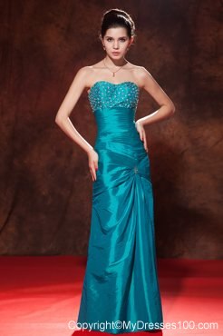 Pick-ups Beaded Teal Prom Party Dresses Floor Length Strapless