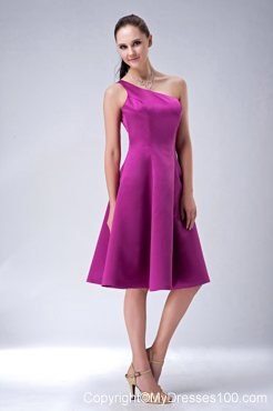 One Shoulder Maid of Honor Dress for Princess Design in Fuchsia