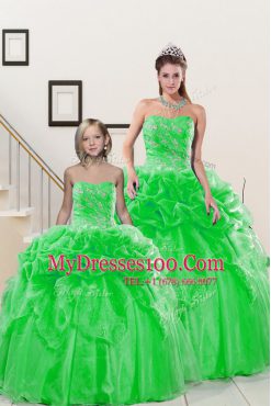 Stylish Organza Sleeveless Floor Length Ball Gown Prom Dress and Beading and Pick Ups