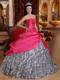 Hot Pink Ball Gown Sweetheart Floor-length Taffeta and Zebra Bea