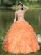 Orange Quinceanera Dress Clearance With Sweetheart Beaded Ruffle