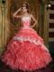 Waltermelon Ball Gown Strapless Floor-length Ruffles Organza Qui
