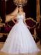 White A-line / Princess Sweetheart Floor-length Appliques Tulle
