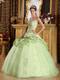 Yellow Green Ball Gown Strapless Floor-length Tulle and Taffeta