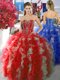 Discount Red and White Sweet 16 Dress with Beading and Ruffles