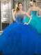 Popular Beaded Bodice and Ruffled Really Puffy Quinceanera Dress in Royal Blue