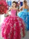 Romantic Rose Pink and White Organza Quinceanera Dress with Beading and Ruffles