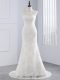 Lace Scoop Sleeveless Zipper Lace and Appliques Wedding Gowns in White
