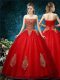 Sleeveless Appliques Lace Up Wedding Dress