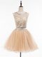Stunning Mini Length Side Zipper Prom Dress Champagne for Prom and Party and Sweet 16 with Beading