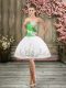 Low Price Mini Length White Prom Gown Organza Sleeveless Embroidery
