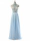 Wonderful Light Blue Sleeveless Chiffon Backless Homecoming Dress for Prom and Military Ball and Sweet 16