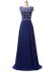 Floor Length Empire Sleeveless Royal Blue Prom Dress Zipper
