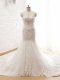 White Lace Lace Up Wedding Gowns Sleeveless Court Train Beading and Lace and Appliques