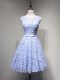 Excellent Sleeveless Mini Length Belt Lace Up Prom Evening Gown with Lavender