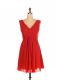 Fancy Red Sleeveless Mini Length Ruching Zipper Damas Dress