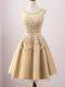 Flirting Gold Scoop Neckline Lace Bridesmaid Dress Sleeveless Lace Up