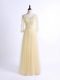 Latest Half Sleeves Floor Length Lace Lace Up Bridesmaids Dress with Light Yellow