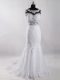 Sleeveless Tulle Court Train Side Zipper Wedding Dresses in White with Lace