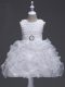 Sleeveless Lace Up Knee Length Ruffles and Belt Little Girls Pageant Gowns