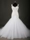 Modern Straps Sleeveless Tulle Bridal Gown Beading and Lace Court Train Backless