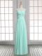 Fashion Sleeveless Floor Length Ruching Lace Up Prom Gown with Apple Green