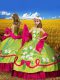 Olive Green Taffeta Lace Up Spaghetti Straps Sleeveless Floor Length Little Girls Pageant Dress Wholesale Embroidery