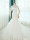 Custom Fit Sleeveless Court Train Beading and Appliques Lace Up Wedding Dress