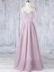 Pink Empire Lace Wedding Guest Dresses Clasp Handle Tulle Sleeveless Floor Length