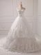 Latest Lace and Appliques Wedding Dress White Lace Up Sleeveless Brush Train