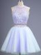 Scoop Sleeveless Lace Up Bridesmaid Gown Lavender Tulle
