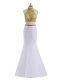 On Sale Halter Top Sleeveless Lace Up Prom Party Dress White Satin